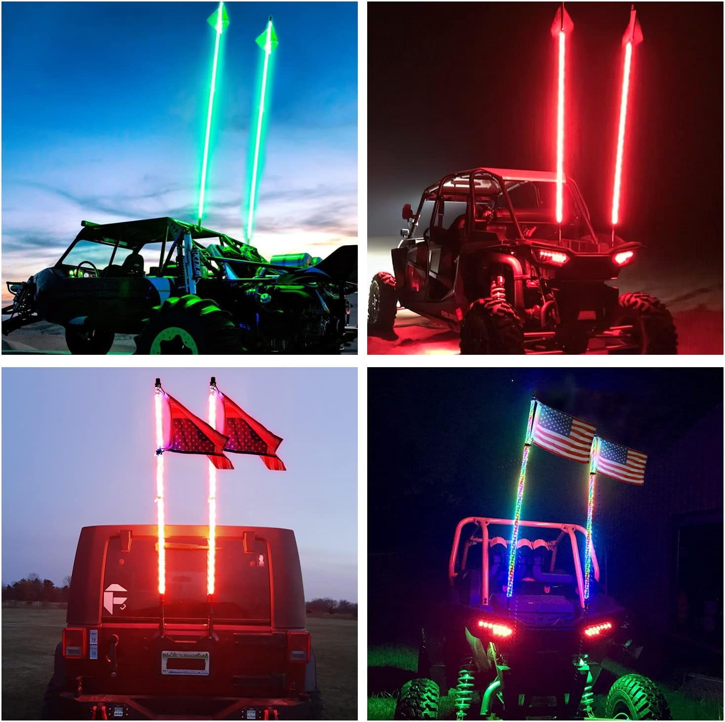 Nilight 2PCS 6FT Spiral RGB Led Whip Light w/RGB Chasing/Dancing Lights RF Remote Control Lighted Antenna Whips for Can-am ATV UTV RZR Polaris Dune Buggy 4 Wheeler Offroad Jeep Truck