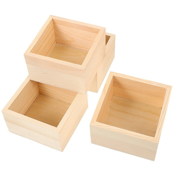 Soimiss Wooden Box Storage Khaki 4Pcs Organizer