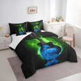 thumbnail image 3 of Homewish Music Instrument Pattern 7pcs Bedding Comforter Set,Electric Guitar Queen Bedding Sets,Green Blue Black Queen Sheet Sets For Teens,Luxury Bedroom Decor, 3 of 8