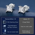thumbnail image 5 of MomentWish Moissanite Stud Earrings for Women,2 Carat D Color VVS1 Simulated Diamond Princes Cut Earrings in 925 Sterling Silver, 5 of 9