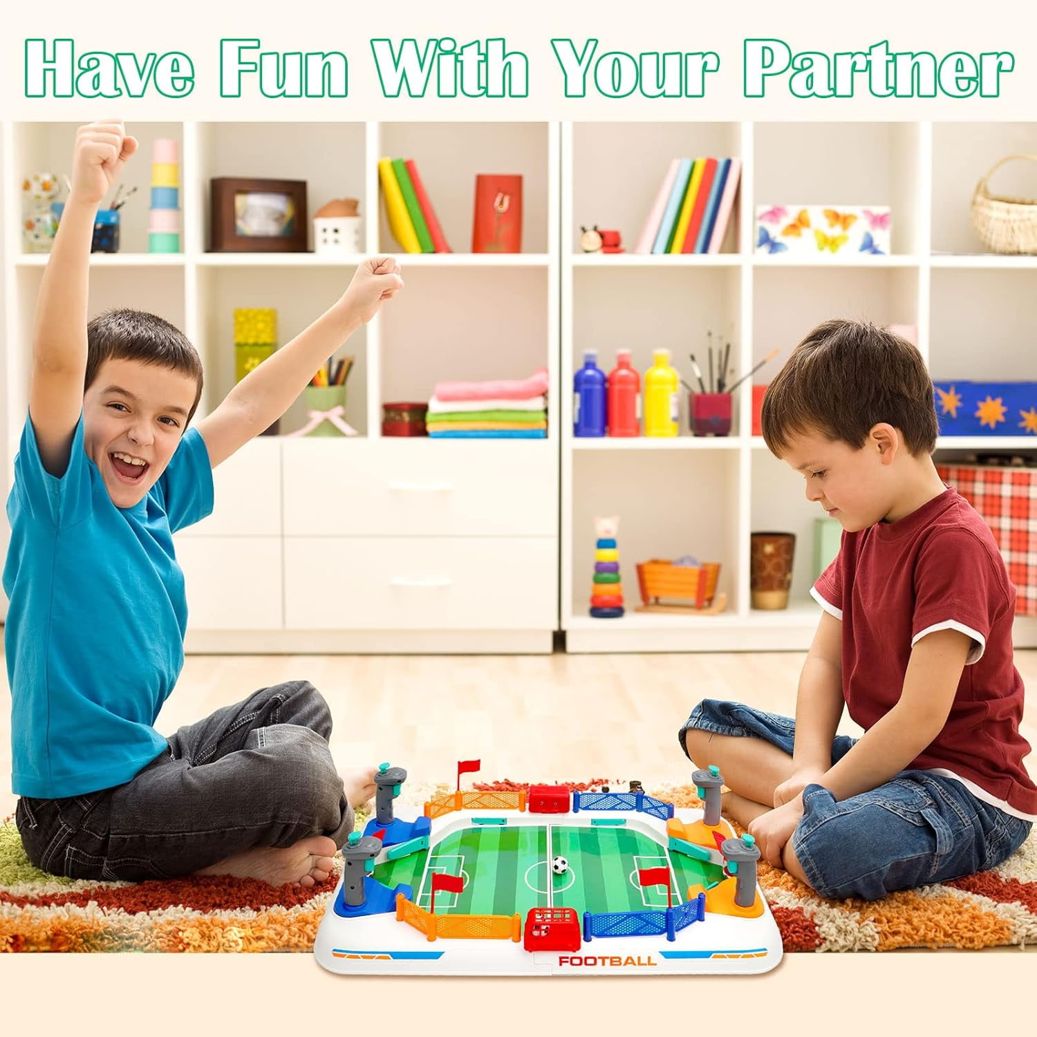 LINXUXIE Mini Soccer Table Game Set, Football Games Board for Indoor & Outdoor, Birthday Gifts for 3-5 5-8 8-12 Year Old