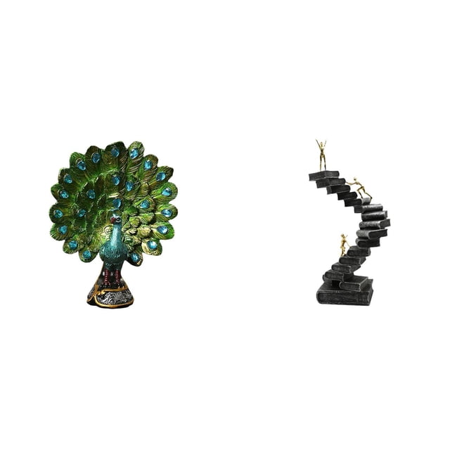 Figura de escritorio,Estatua de pavo real en estante,escritorio,decoración del hogar,Estatua de escalera,Estatua de escalera de libros para trepar,decoración artística,Escultura de escaleras