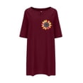 thumbnail image 3 of American Flag Sunflower Tshirt Dress for Women Crewneck Short Sleeve Loose Casual Beach Flowy Sundress, 3 of 3