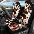 thumbnail image 2 of Yuyamidu Aztec Car Seat Covers Full Set of 14 Brown Cow Print Steering Wheel Cover Safe Belt Pads Cup Holder Auto Headrest Covers Armrest Pad Key Ring, 2 of 7