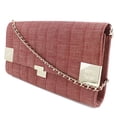 thumbnail image 2 of Pre-Owned Chanel chain shoulder chocolate bar line cotton canvas red ladies bag (Good), 2 of 9