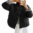 thumbnail image 3 of Female Quilted Jacket Button Down Fall Winter Coats Puffer Padded with Pockets Black L, 3 of 9