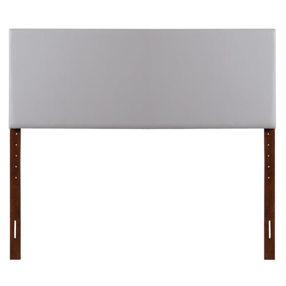 Queen Size Adjustable Height Upholstered Bed Headboard, Light Grey PU