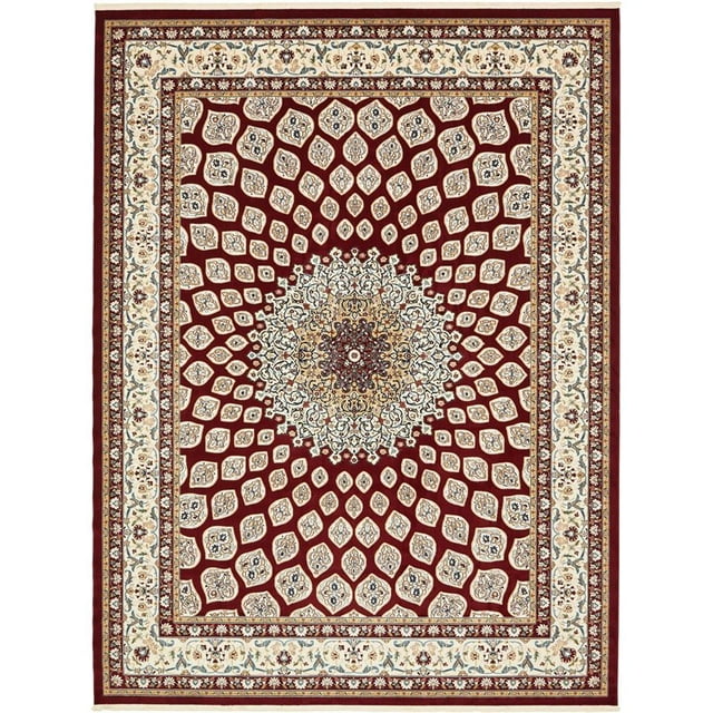 Unique Loom Narenj Medallion Pattern Design Rug 10' x 13' Rectangle Burgundy/Tan