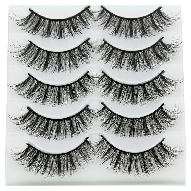 Xihbxyly Pestañas Postizas 3D, Gruesas y Rizadas, Suaves y de Aspecto Natural, Fáciles de Aplicar, Ideales para Selfies En Bodas y Fiestas, Realzan La Mirada, Paquete de 5 Pares.
