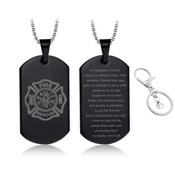 Stainless Steel Firefighter Necklace,Sentiment Inspirational Fire Rescue Firemans Gift,Firegfighter Prayer Pendant Jewelry Gift for Men for Husband,Dad,Boyfriend