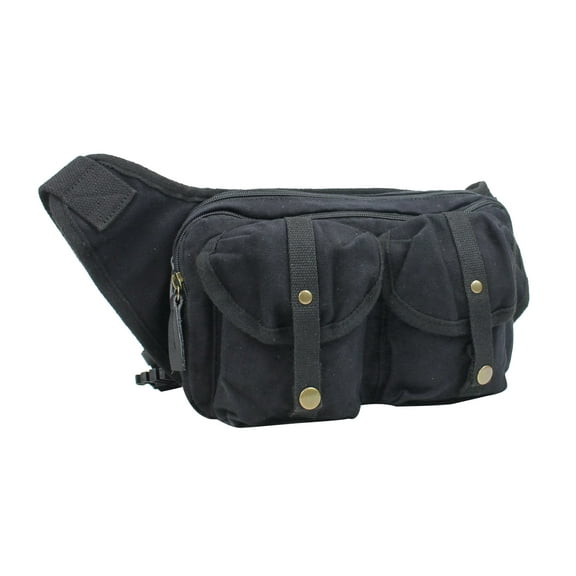 Vagarant Traveler 10" Stylish Canvas Waist Fanny Pack C84.BLK