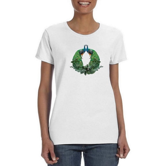Peacock Couple T-Shirt Women -SPIdeals Designs, Female XX-Large