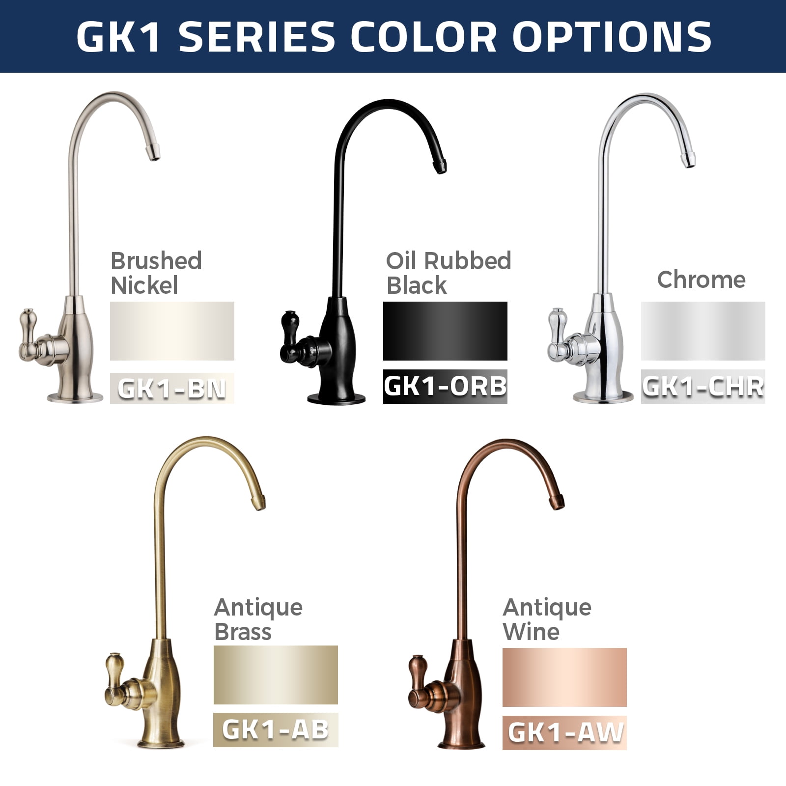 iSpring GK1-BN Heavy Duty Reverse Osmosis, High Spout Kitchen Bar Sink Drinking Water, Contemporary RO Faucet, Brushed Nickel