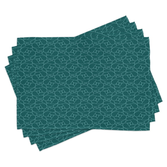 Ambesonne Teal Place Mats Set of 4, Abstract Modern Line Art, Standard Size, Teal Turquoise