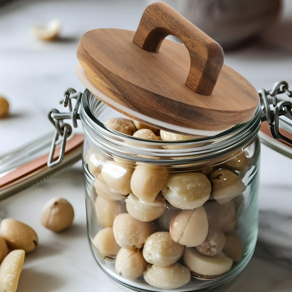 ULTNICE Convenient Jar Covers 1Pack Jar Lid Light Brown 4.0In Round Wood Silicone Sealing Freshness Preservation