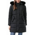 thumbnail image 3 of Women's Long Winter Coats Thicken Fleece Lined Parka Down Puffer Jacket With Faux Fur Detachable Hood, Black L, 3 of 8