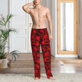 thumbnail image 2 of Fotbe Red Skulls 3 Pantalones de Pijama para Hombre, Pantalones de Dormir, Pantalones de Casa con Cintura Ajustable y Bolsillos-Small, 2 of 6