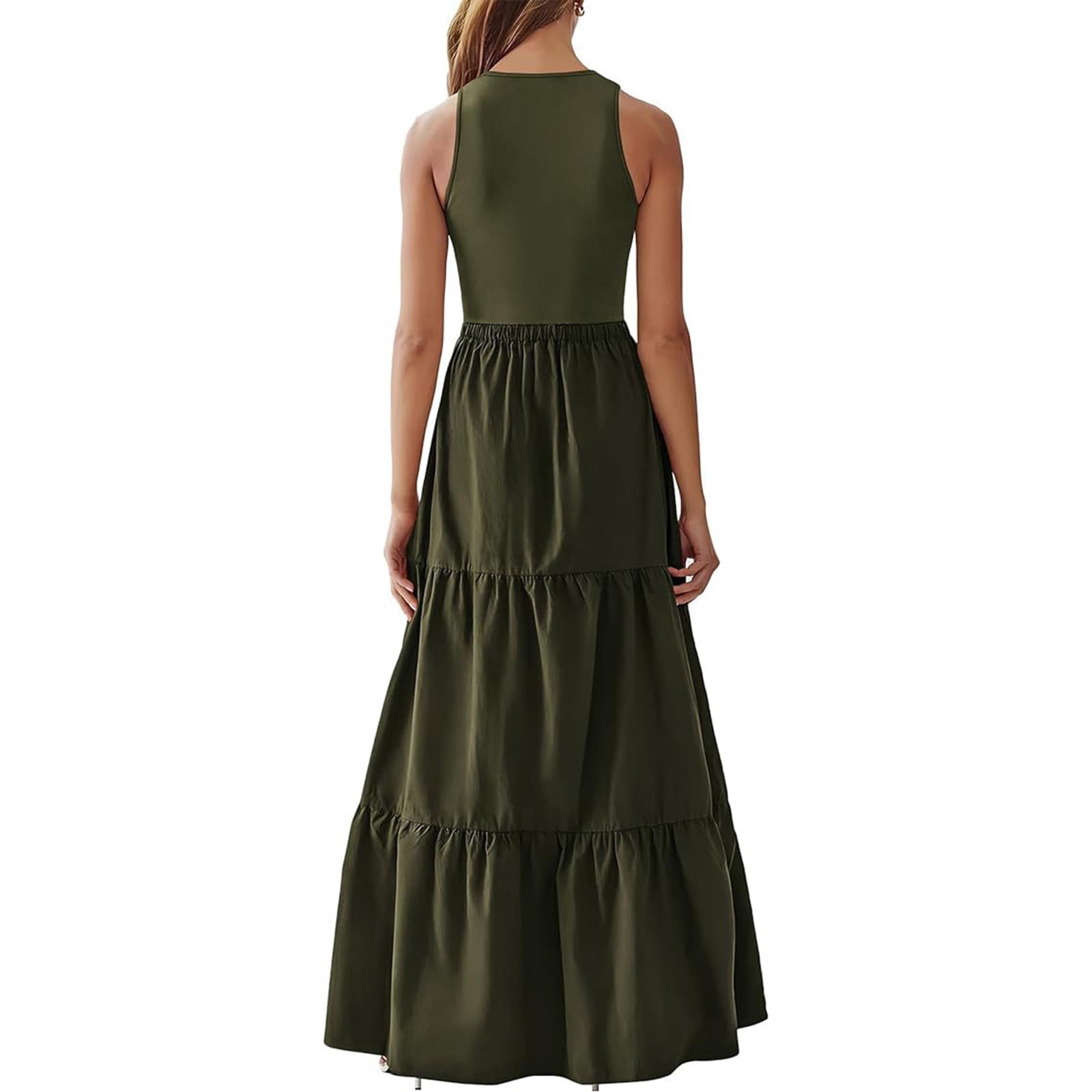 Riu リウ　Monogram jacquard nosleeve dress Ivory Moonrise Ribbed Maxi Dress