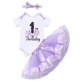 thumbnail image 2 of IBTOM CASTLE Baby Girl Cake Smash 1st Birthday Elephant Onesie Party Outfit Princess Romper+Tutu Skirt+Headband Photo Props Clothes 1 Year Love-Purple, 2 of 8