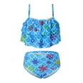 thumbnail image 3 of Tfken Bathing Suit For Girls Toddler Size 2-3 Years 3 Pieces Fish Scale Print Swimwear With Fish Tail Sleeveless Pool Off Shoulder Blue Gradient Bikinis, 3 of 5