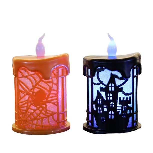Led Sin Llama Que Funcionan Con Pilas Para El Hogar, Decoraciones De Halloween. 2 Velas seitruly HA042478-01