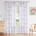 thumbnail image 1 of Multi Floral Sheer Curtains 63 Inch Length for Living Room Print Colorful Flower Window Curtain Panels Linen Textured Farmhouse Rustic Curtains Rod Pocket 40" W x 63" L,2 Panels, 1 of 5