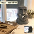 thumbnail image 4 of Yuarrent Caja de papel de seda elegante y sencilla, estatua de piedra, retrato de Isla de Pascua, caja de bombeo de toallas de papel de piedra, cubo de Almacenamiento y organización del hogar Yuarrent HA017638-00, 4 of 6