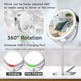 thumbnail image 6 of BALUXCA 9"Large Lighted Makeup Mirror,3000 mAh Rechargeable,1x/10x Magnifying LED Vanity Mirror,3 Color, 360° Rotation Double Sided,Height Adjustable, 6 of 10