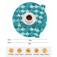 thumbnail image 6 of 13 Inch Round Placemats Set of 6, Green Non Slip Heat Insulation PP Table Mats, Modern Geometric Fish Scale Abstract Moroccan Washable Place Mats for Kitchen Dining Party Table Decor, 6 of 7