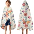 thumbnail image 3 of Pioneer Flower Floral Print Pattern Hooded Bath Towel，50"x30" for Ages 3 To 12 Kids, Quick Dry Lightweight Soft Microfiber Hood Beach Towel Cover Up for Kids, 3 of 7