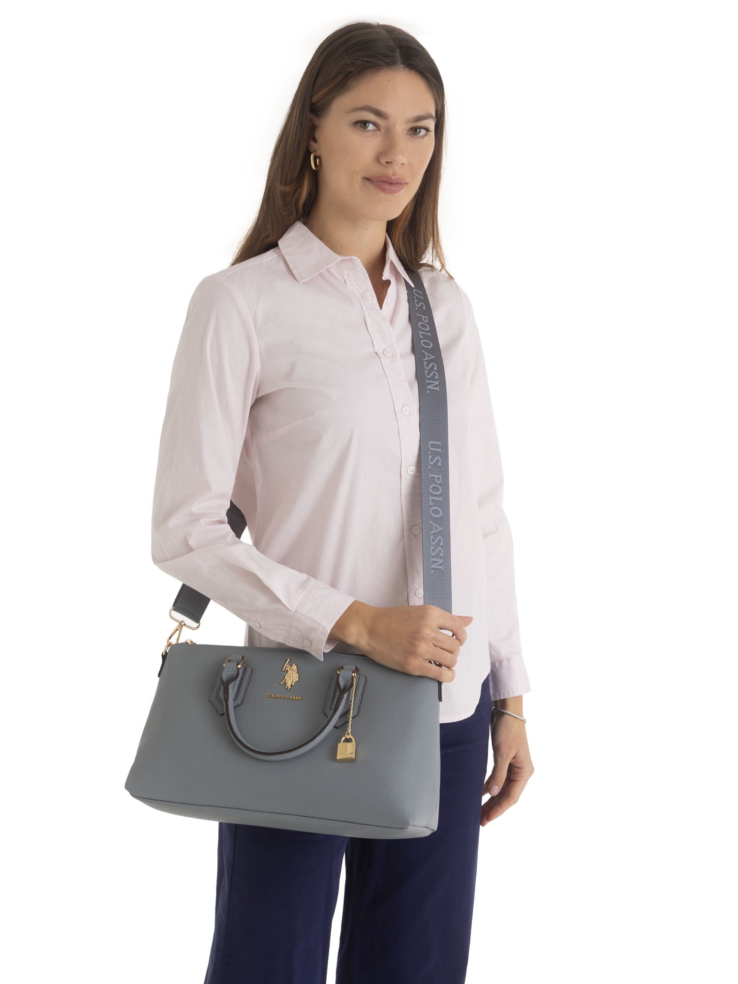 U.S. Polo Assn. Women's Lock Satchel, Dusty Blue