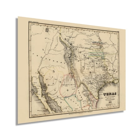 HISTORIX 1846 Map of Texas State Vintage Poster Wall Art Print, 18 x 24 Inch