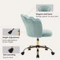 thumbnail image 5 of Swivel Office Chair, Modern Home Office Desk Chair, Velvet Shell Back Vanity Chair with Golden Metal Base, Height Adjustable Upholstered Cute Task Chair, Sage, 5 of 14
