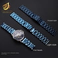 thumbnail image 4 of Correa de acero inoxidable azul de repuesto Rossini Medal Citizen Armani Longines Pulsera de cadena de reloj de piel de vaca azul de 20 mm, 21 mm y 22 mm, 4 of 5