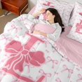 thumbnail image 4 of Homewish Letter Monogrammed L 7-Piece Twin Bedding Set - Kawaii Pink Bow Princess, 4 of 8