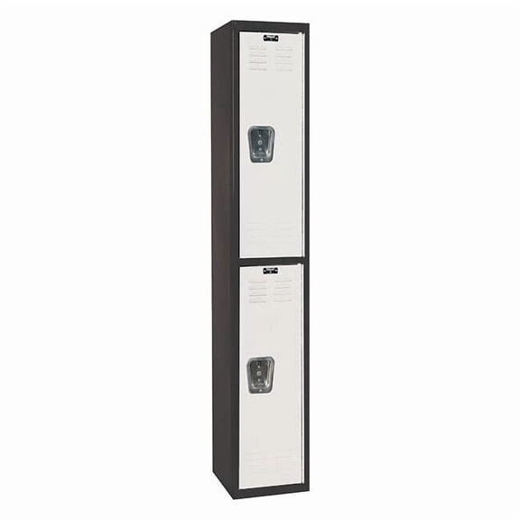 Wardrobe Locker, 12 in W, 18 in D, 72 in H, (1) Wide, (2) Tier, Light Gray/Black