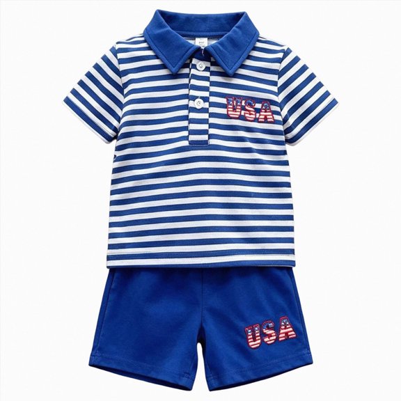 Toddler Baby Boy Summer Outfit Infant Short Sleeve Embroidery Tops Shorts 2pcs Set Kids Cute Clothes 6-12 Months 12-24 Months 2t 3t 4t 5t 6t 7t Children,Anti-Wrinkle 3-4 Years