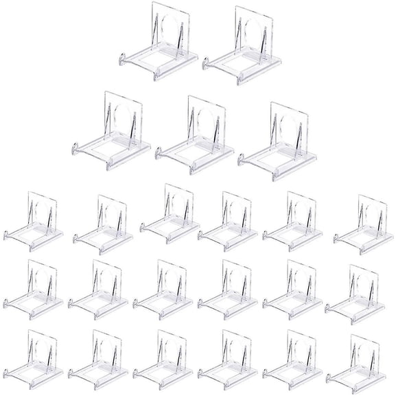 24 Pcs Clear Plastic Display Stand, Adjustable Clear Plastic Display Stands Easel Multifunctional Display Holder