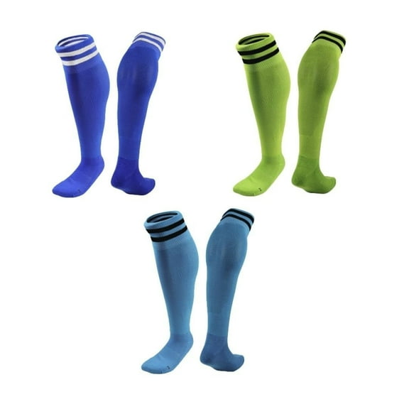 Lian LifeStyle 3 Pairs Knee High Sports Socks for Soccer, Softball, Baseball, Soccer, and Many Other Sports XL002 Size M Blue,Green,LightBlue