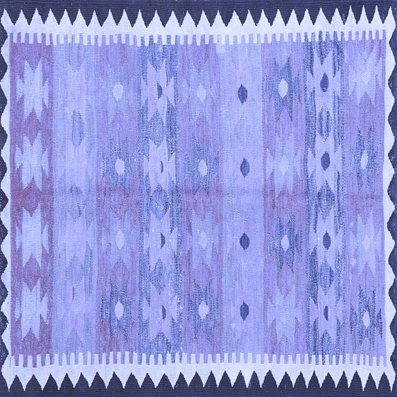 Ahgly Company Machine Washable Indoor Square Southwestern Blue Country Area Rugs, 3' Square