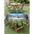 thumbnail image 5 of Outdoor Tablecloth with Umbrella Hole Zipper Rugby Round Tablecloth 60" Waterproof Outside Table Cloth Modern Sport Blue Green Landscape Patio Table Cover Tablecloths for Picnic Party, 5 of 8