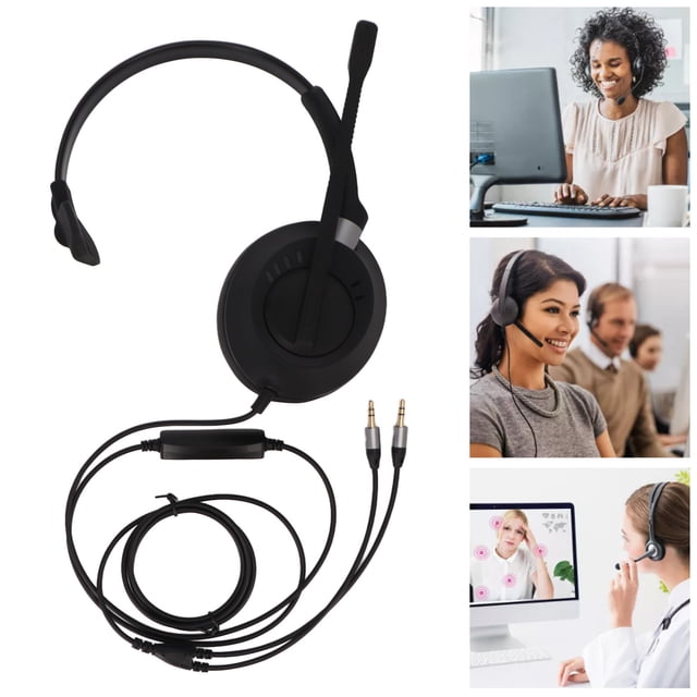 Auriculares telefónicos Diadema Suave con Doble Conector de 35 mm X6S PC MV Auriculares livianos para PC para Servicio al Cliente para teleconferencias para telemercadeo para el