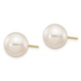 thumbnail image 3 of Auriga Fine Jewelry 10K Yellow Gold 9-10mm White Round FWC Pearl Stud Earrings for Women (W- 0.4 inch), 3 of 4