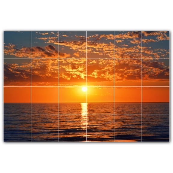 Picture-Tiles.com: Sunset Ceramic Tile Wall Mural WAL501002-64M. 36"W x 24"H using (24) 6" x 6" Ceramic Tiles-Satin Finish