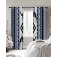 thumbnail image 2 of Navy Blue Boho Black Out Curtains 84 Inch Long for Living Room, Vintage Abstract Art Ethnic Tribe Blackout Curtain Shade Thermal Insulated Window Curtains Grommet Drapes 42"x84" 2 Panels, 2 of 8