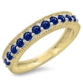 thumbnail image 1 of Dazzlingrock Collection 0.50 Carat (ctw) 14K Round Blue Sapphire Millgrain Wedding Stackable Band 1/2 CT, Yellow Gold, Size 5.5, 1 of 1