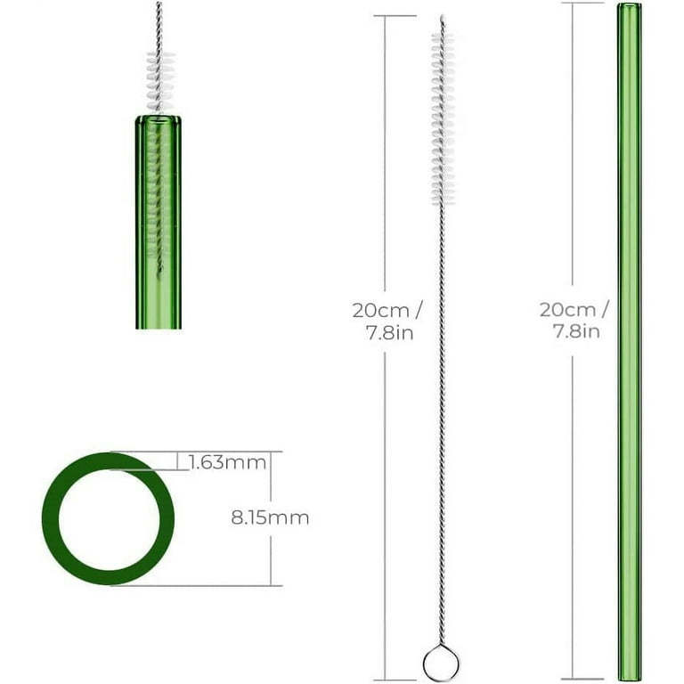 2 Straight Reusable Glass Straws 10mm (Transparent)—STRAWTOPIA
