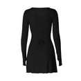 thumbnail image 4 of SMihono Fashion Womens Spring Long Sleeve Bodycon Dress Ribbed Knit Slim Pullover Stylsih Mini Sweater Dresses Going Out Clothes Black 6, 4 of 9