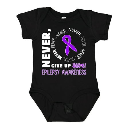 

Inktastic Never Give Up Hope Epilepsy Awareness Gift Baby Boy or Baby Girl Bodysuit