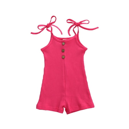 

Fanvereka Toddler Baby Girl Summer Outfits Solid Color Strap Sleeveless Romper